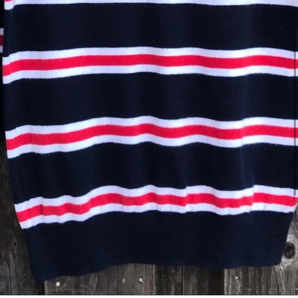 J. CREW Factory Navy Blue Red White Striped Cotton Sweater Size S